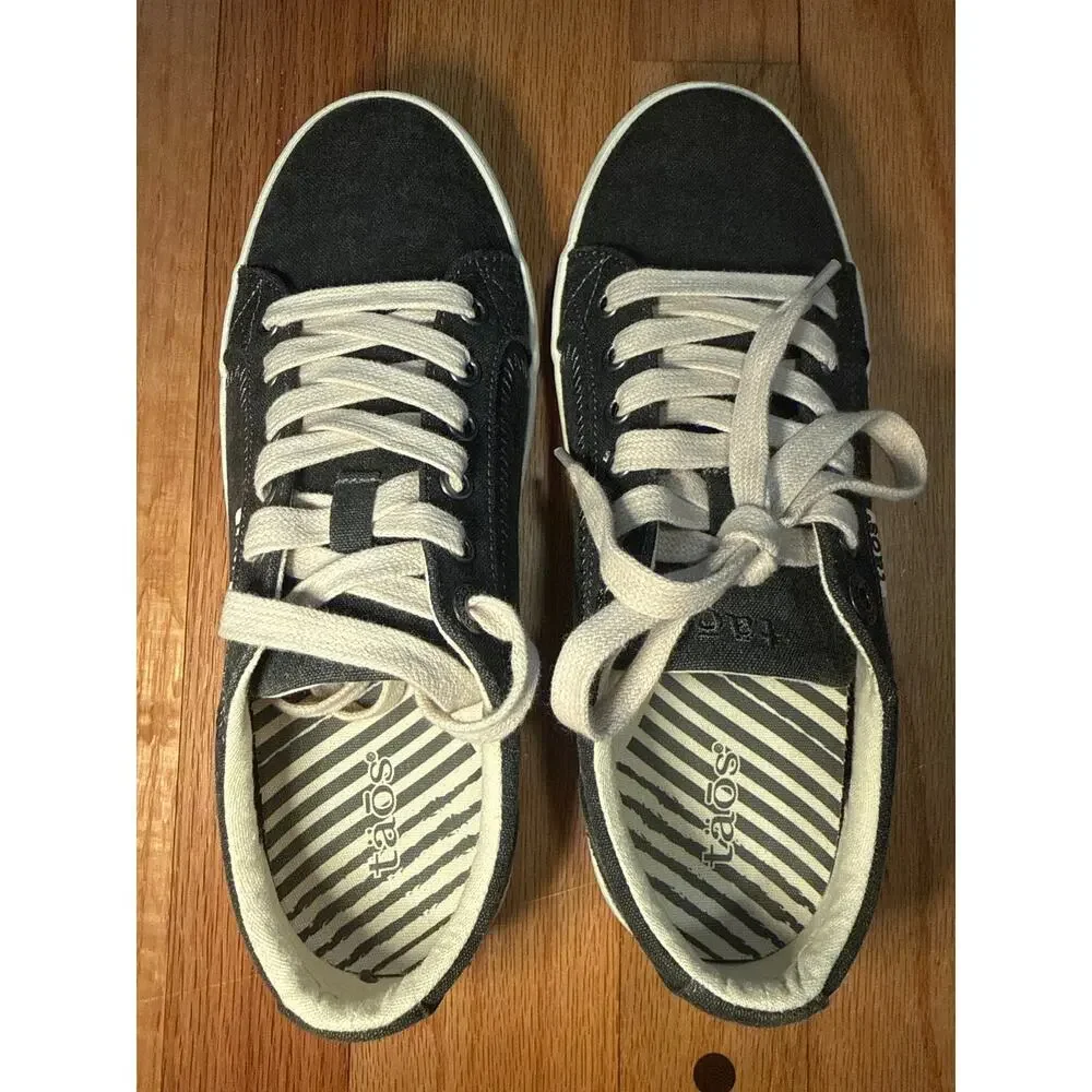 Taos Star Charcoal Wash Canvas Sneakers Womens Sz 7.5 M Comfort Shoes Box